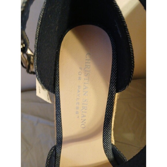 CHRISTIAN SIRIANO blue Denim Ankle Strap Espadrille Platform Wedge Heels 6.5 New - Picture 12 of 16